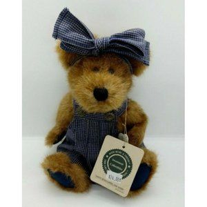 Boyds Bears Sally Quignappel Jointed Bear Overall Dress Bow  1999/ 10" READ